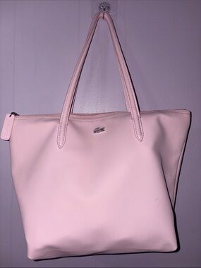 Lacoste Pale Pink Saffiano Tote Bag